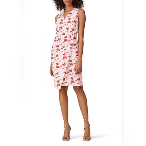 Black Halo Red and White Sheath Dress V-Neck Sleeveless